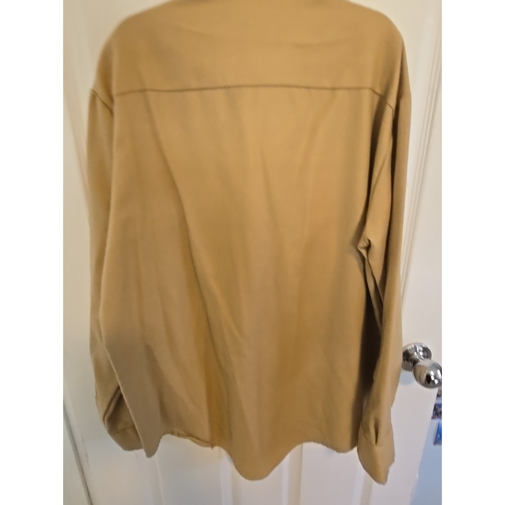 Vtg JCPenney Men's Shop Tan Overshirt Large Korea 70s Acrylic Shacket Workwear - Picture 4 of 5